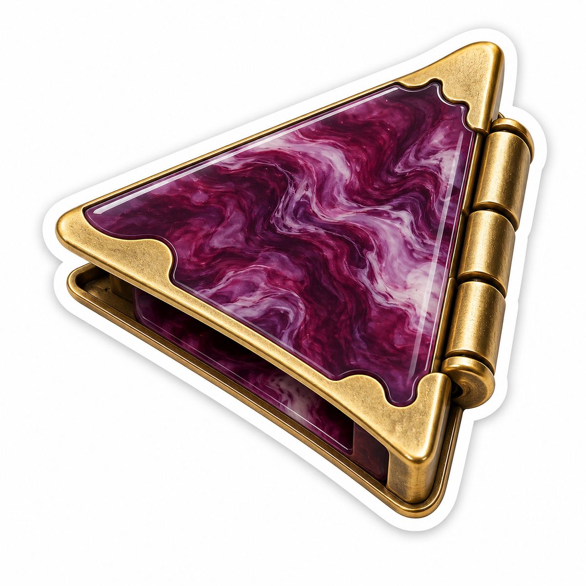 Purple Marbled Triangle Case with a Gold Rim Vinyl Decal Stickers