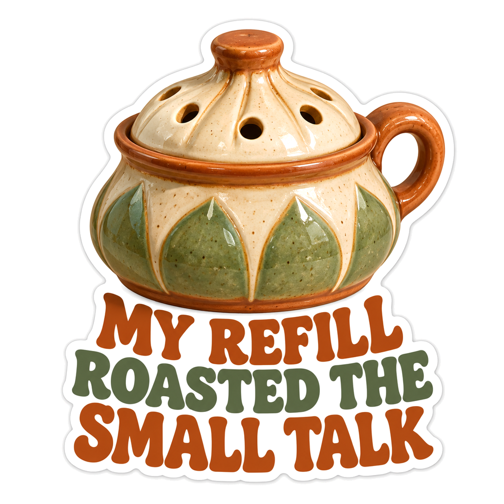 Cream Green Vented Ceramic Pot with Saying Vinyl Decal Stickers