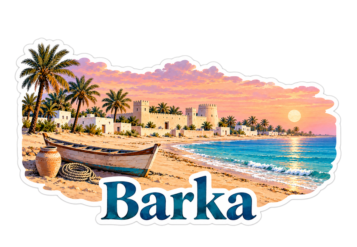 Barka Beach Boat and Coastal Fort Art Vinyl Decal Stickers