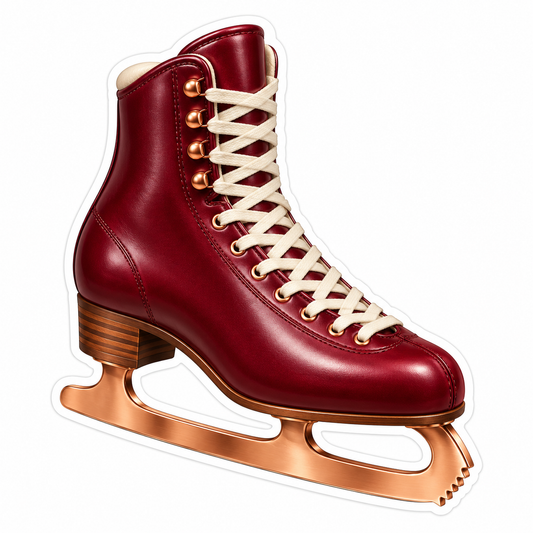 Burgundy Ice Skate with Copper Blade Vinyl Decal Stickers