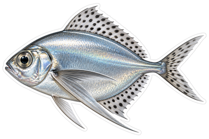 Silver Diamond Fish with Spotted Fins Art Vinyl Decal Stickers