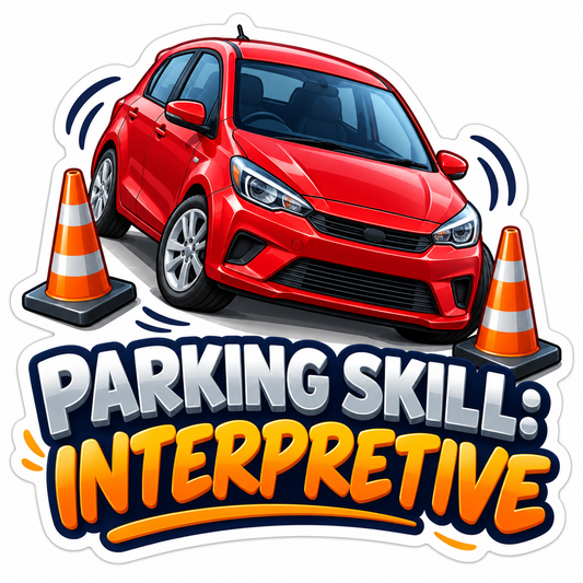 Red Car Parking Cones Humor Quote Vinyl Decal Stickers