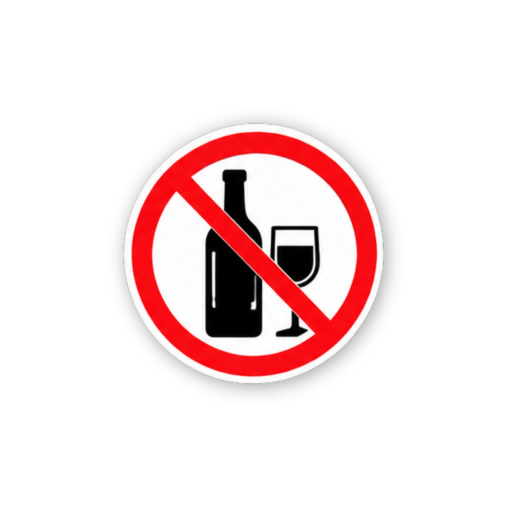 Red Crossed Outlined Bottle Wine Glass Circle Vinyl Decal Stickers