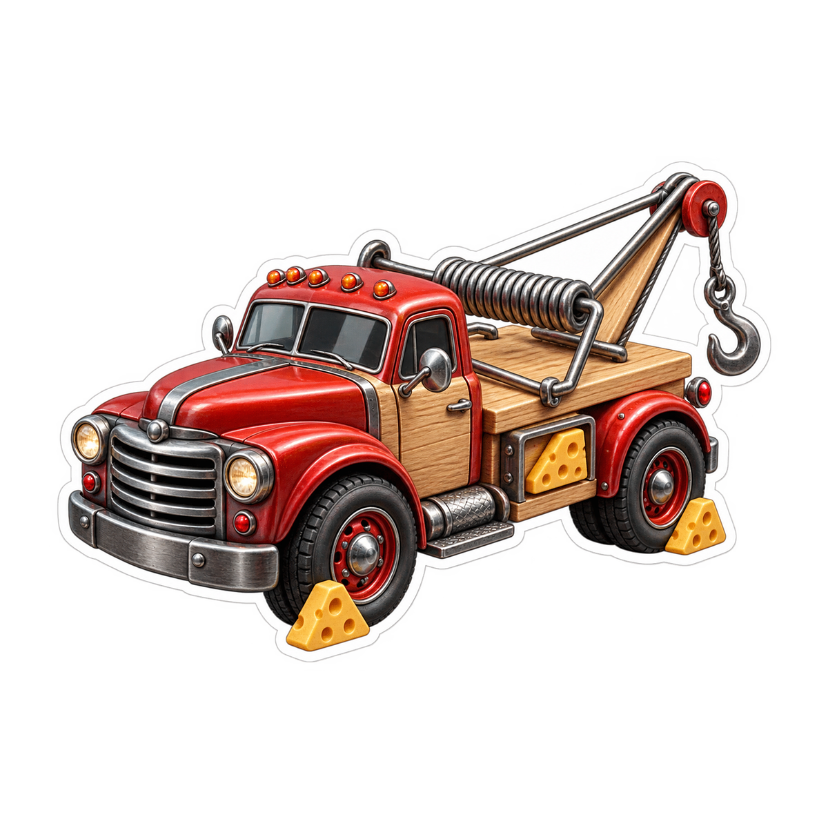 Mousetrap Red Tow Truck Art Vinyl Decal Stickers