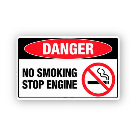 Black Danger Stop Engine Crossed Smoking Panel Vinyl Decal Stickers