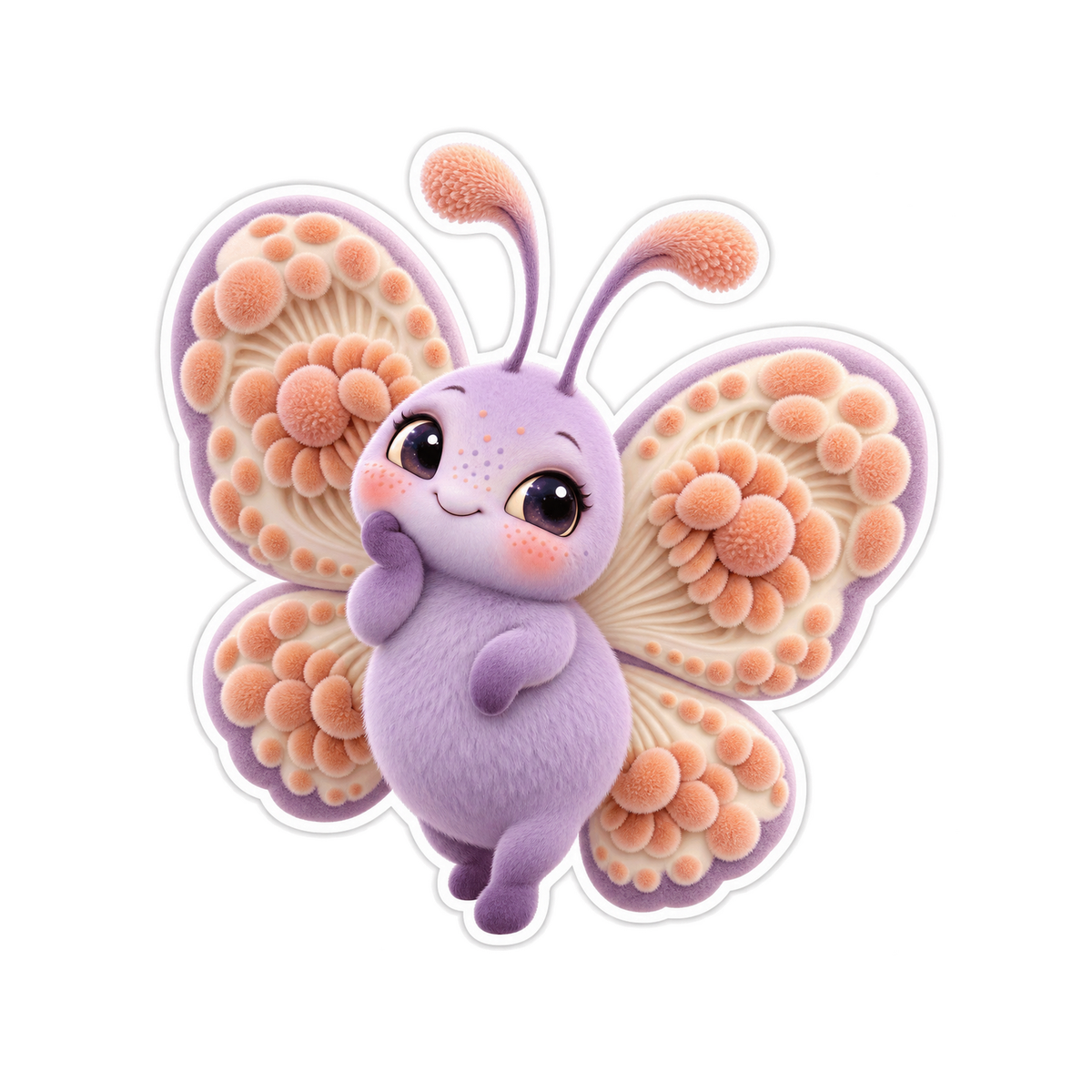 Purple Butterfly with Peach Cluster Wings Art Vinyl Decal Stickers