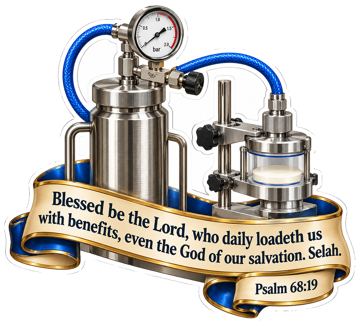 Silver Tanks and Blue Hoses Scripture Art Vinyl Decal Stickers