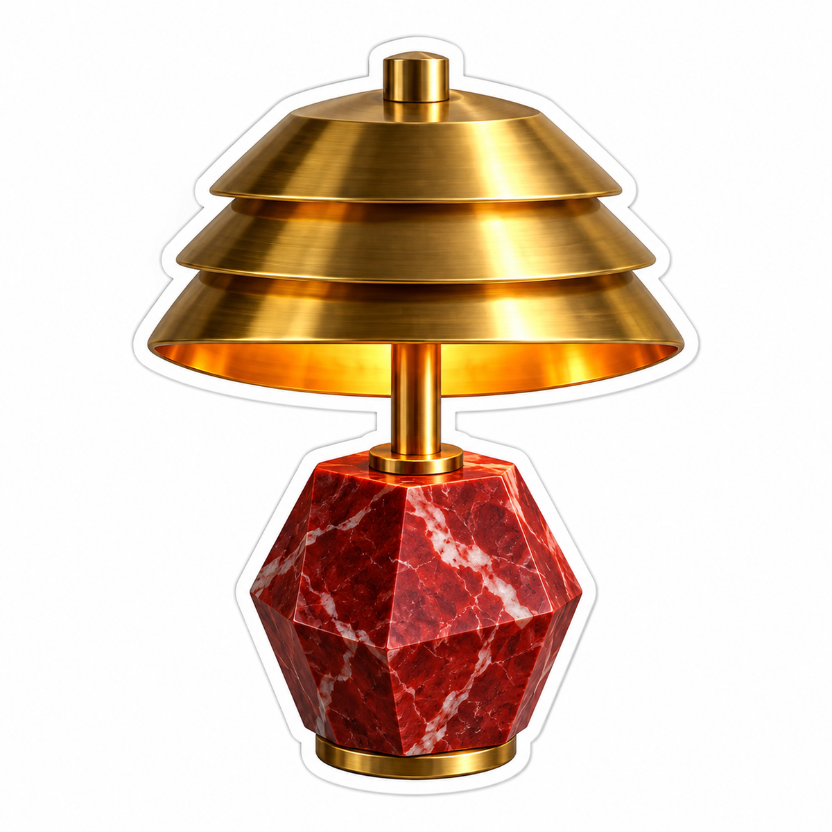 Gold Tiered Lamp with Red Marble Base Vinyl Decal Stickers
