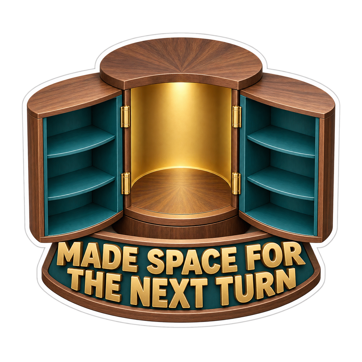 Round Cabinet with Teal Open Shelves Vinyl Decal Stickers