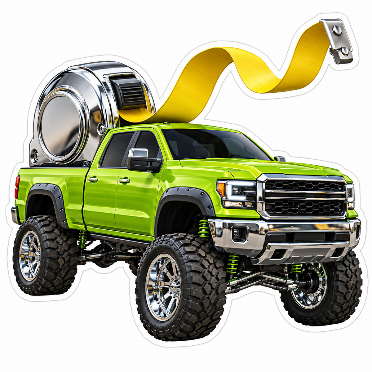 Lime Pickup Giant Yellow Tape Measure Art Vinyl Decal Stickers