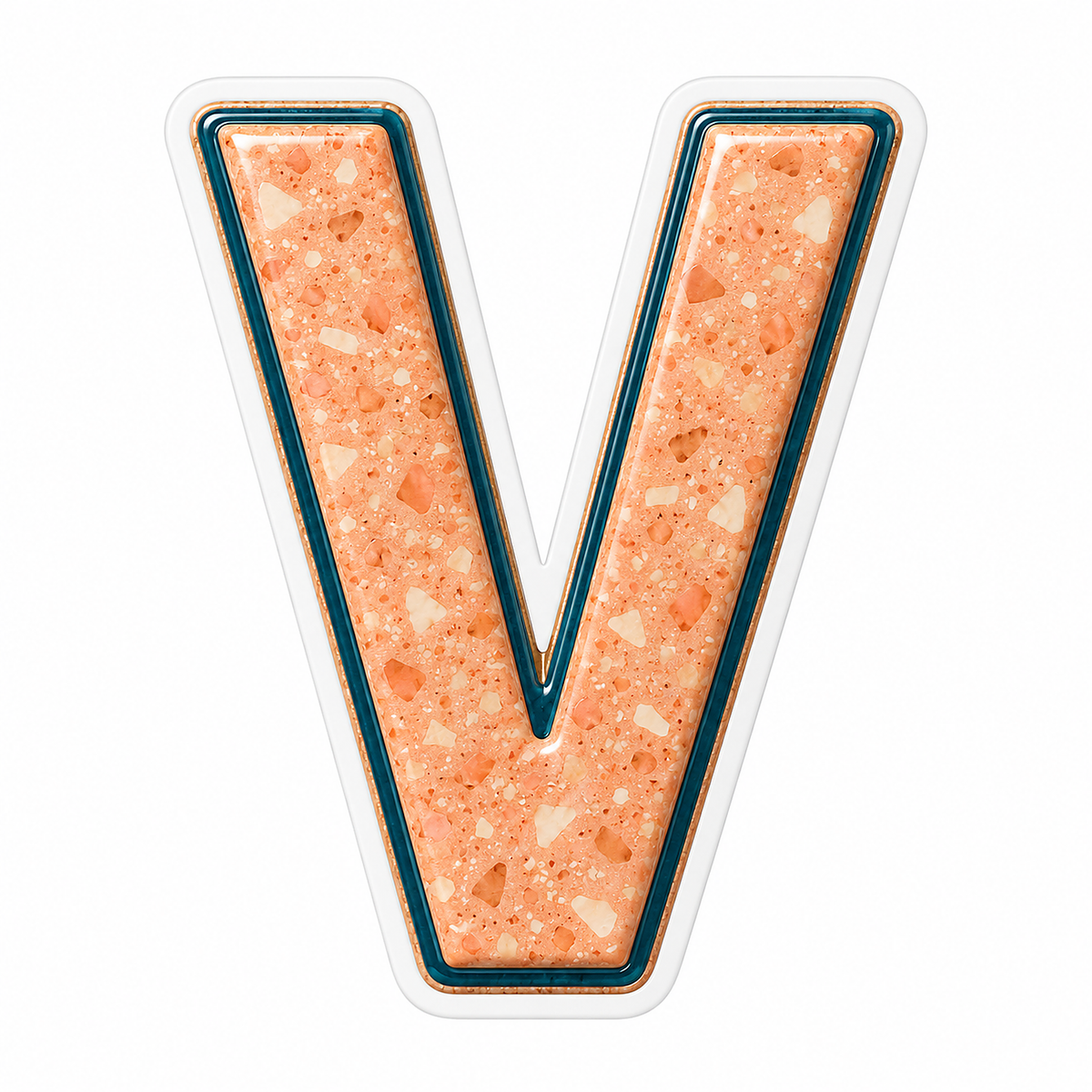 Apricot Teal Border Capital Letter V Art Vinyl Decal Stickers