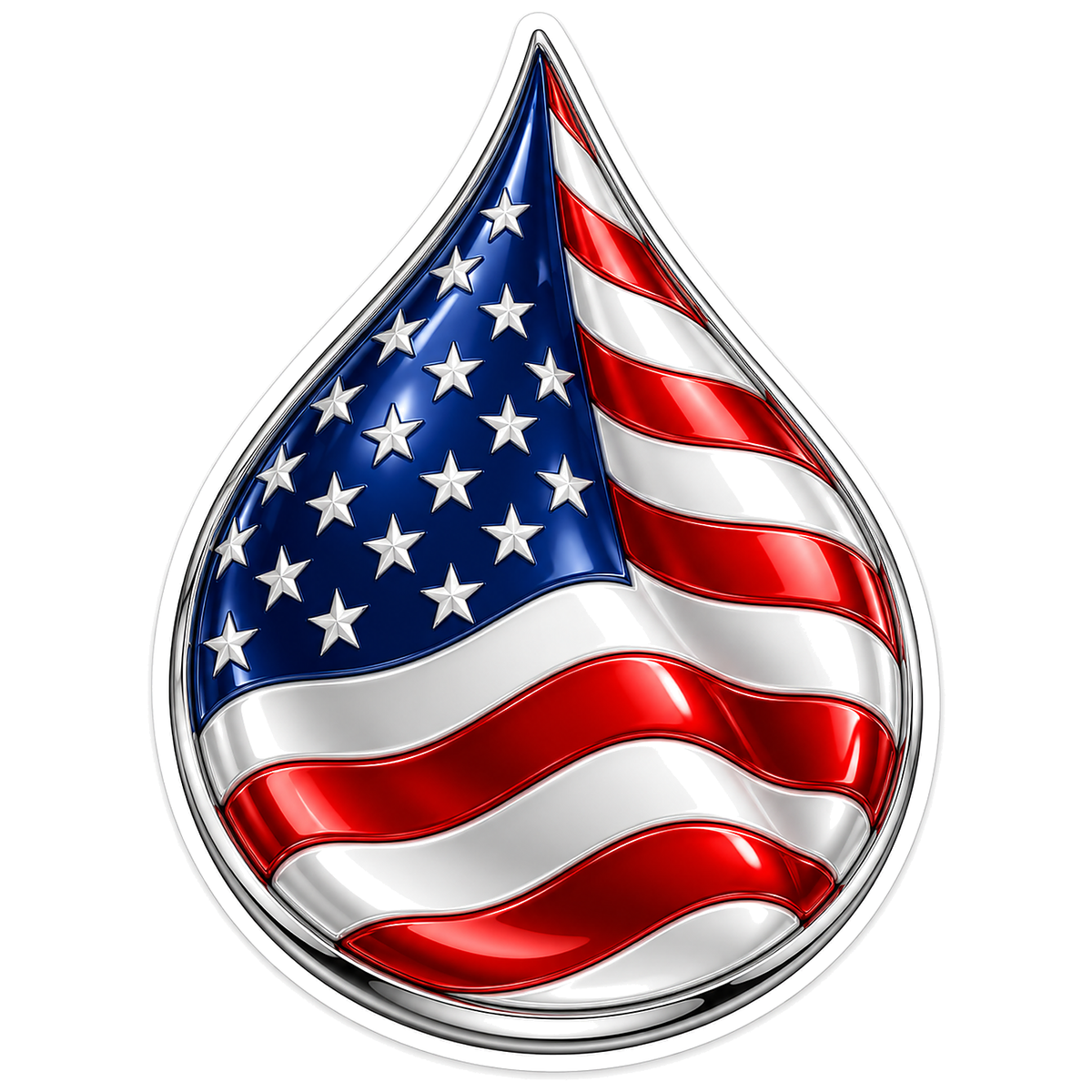 American Flag Silver Droplet Art Vinyl Decal Stickers