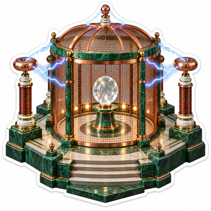 Green Copper Cage With Glowing Orb Art Vinyl Decal Stickers
