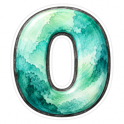 Seafoam Watercolor Charcoal Border Letter O Vinyl Decal Stickers