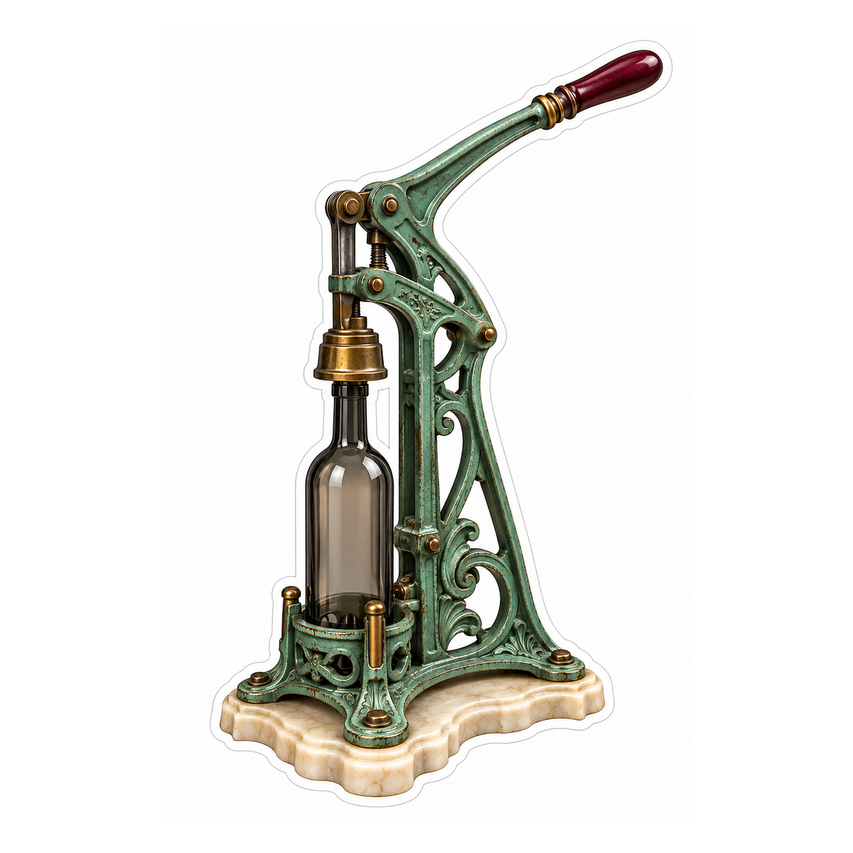 Green Bronze Lever Bottle Corking Machine Art Vinyl Decal Stickers