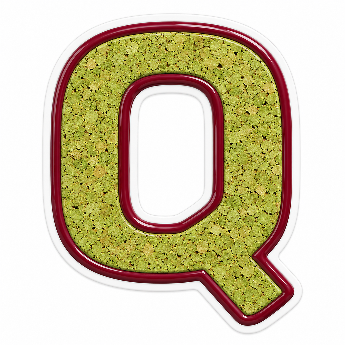 Pistachio Burgundy Capital Letter Q Art Vinyl Decal Stickers