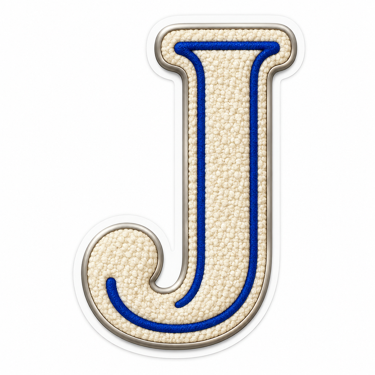 Cream Loop Texture Blue Trim Letter J Vinyl Decal Stickers