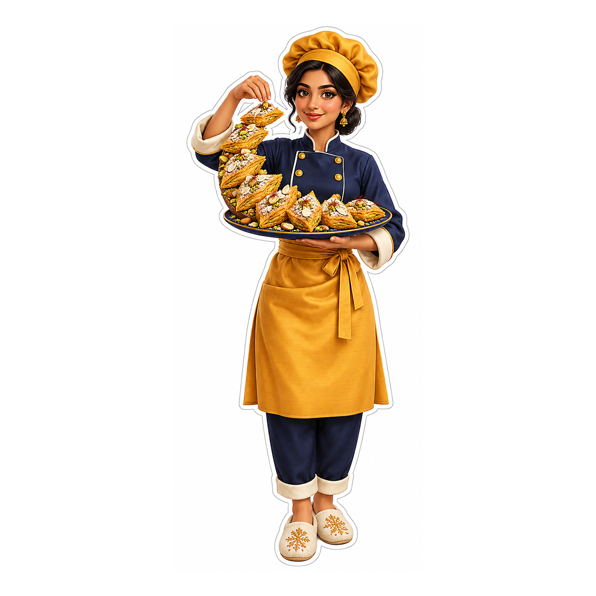 Gold Apron Baker with Golden Pastries Vinyl Decal Stickers