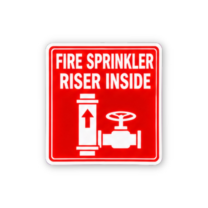 Red Sprinkler Riser Pipe Valve Portrait Vinyl Decal Stickers