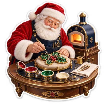 Santa Enameling Holly Jewelry Art Vinyl Decal Stickers
