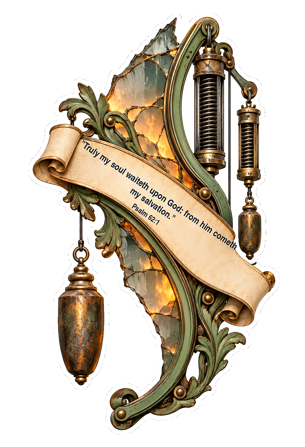 Brass Hanging Weights with Bible Verse Art Vinyl Decal Stickers