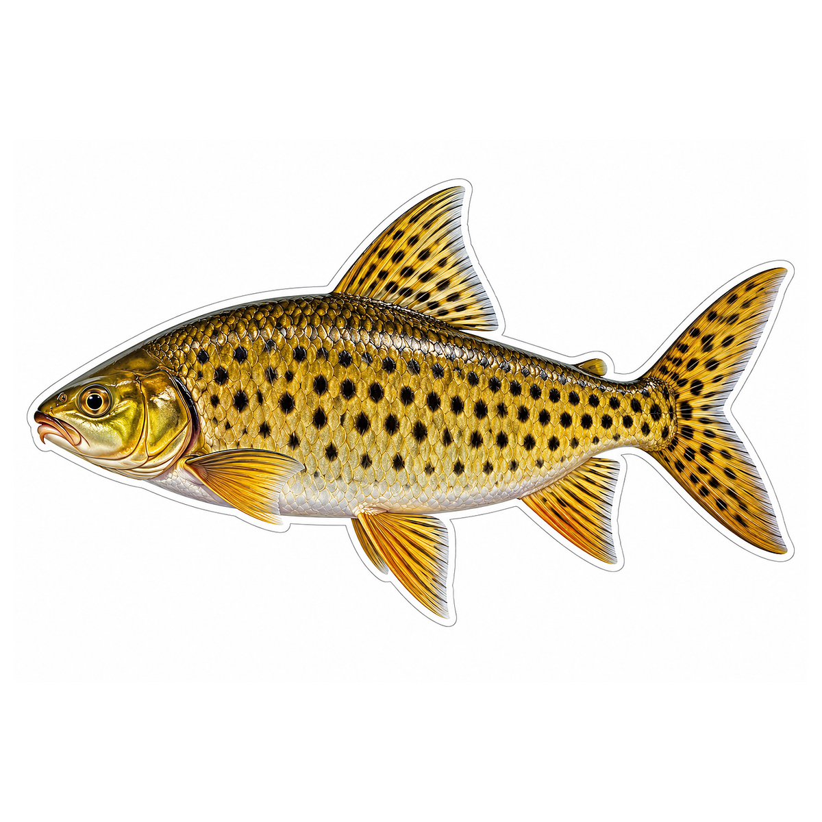 Gold Spotted Fish with Forked Tail Vinyl Decal Stickers