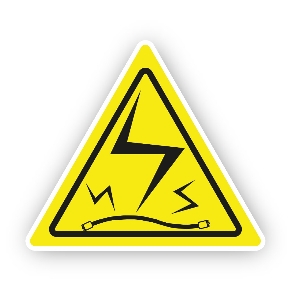 Yellow Long Bolt Over Curved Wire Triangle Vinyl Decal Stickers