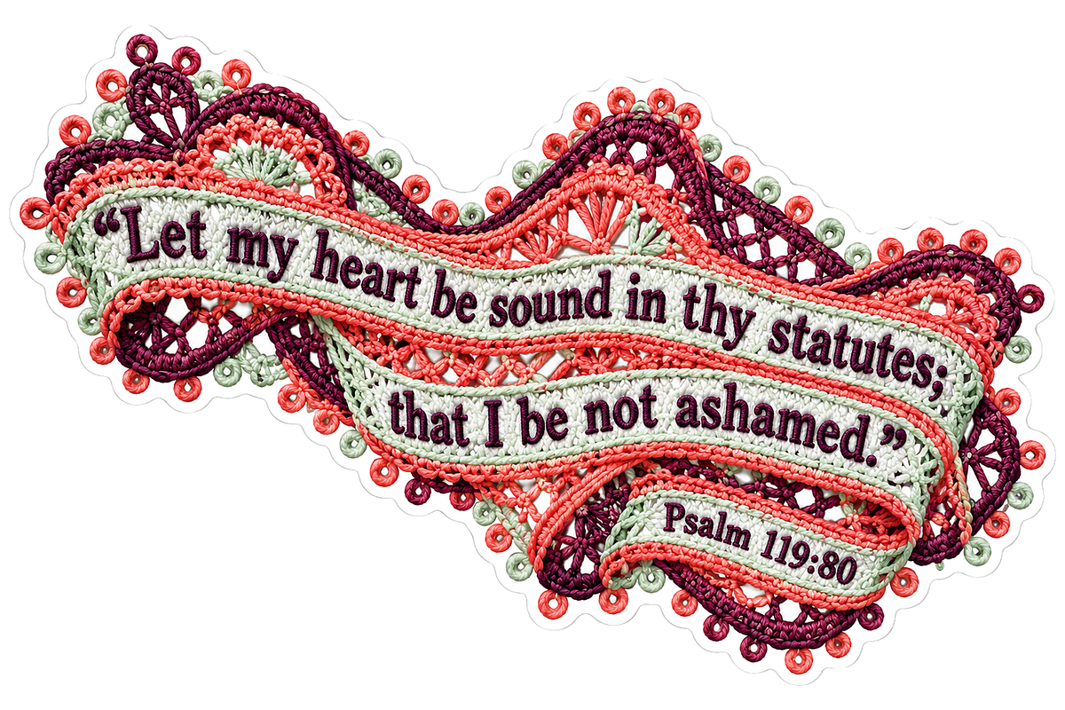 Psalm 119 Verse 80 Red Green Lace Art Vinyl Decal Stickers