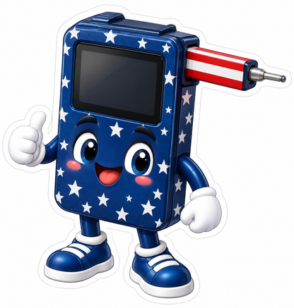 Patriotic Side Probe Blue Screen Mascot Art Vinyl Decal Stickers
