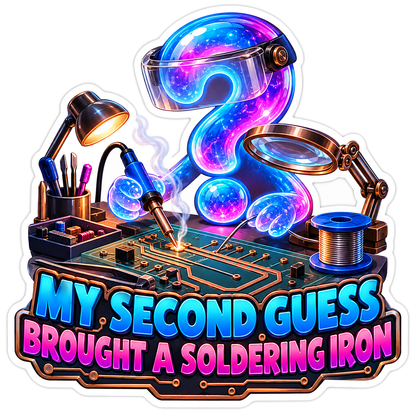 Galaxy Question Mark at Soldering Bench Vinyl Decal Stickers