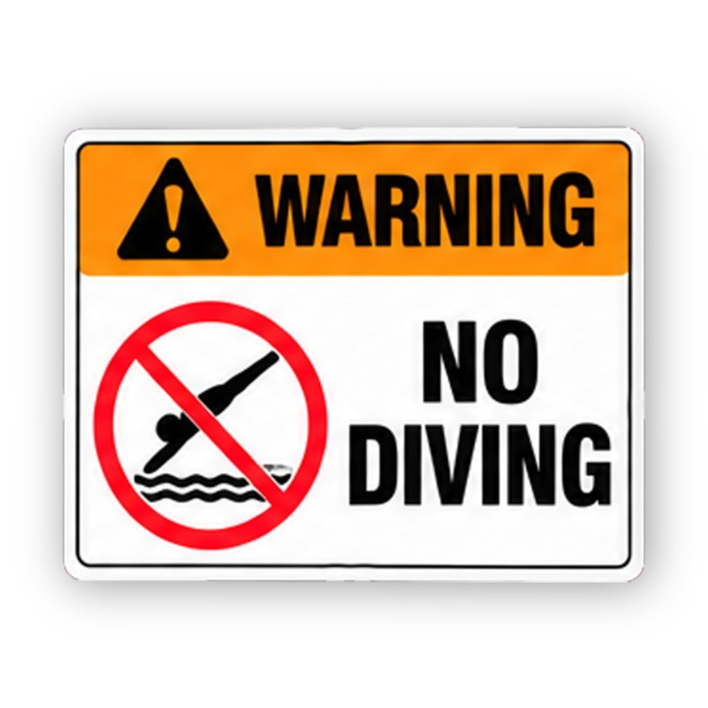 Orange No Diving Crossed Figure Panel Vinyl Decal Stickers