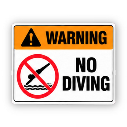 Orange No Diving Crossed Figure Panel Vinyl Decal Stickers