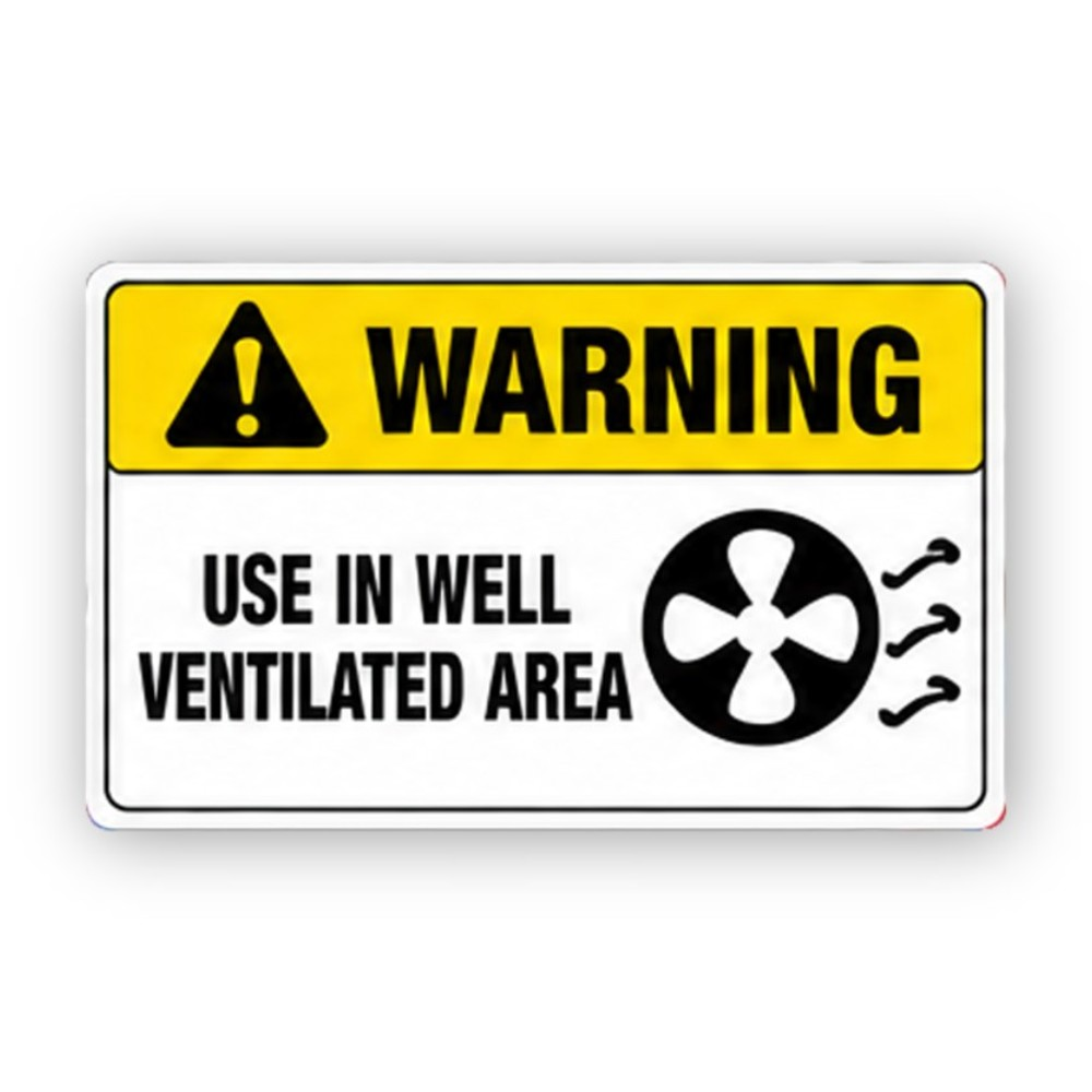Yellow Ventilated Area Fan Wind Panel Vinyl Decal Stickers