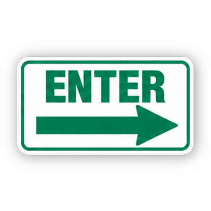 Green Enter Long Right Arrow Panel Vinyl Decal Stickers