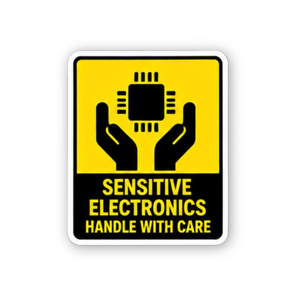 Yellow Sensitive Electronics Hands Chip Portrait Vinyl Decal Stickers