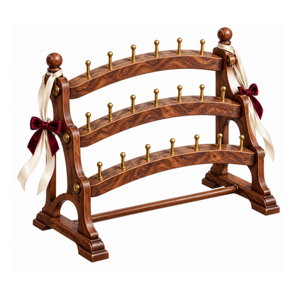 Walnut Three Tier Peg Rack Ribbons Art Vinyl Decal Stickers