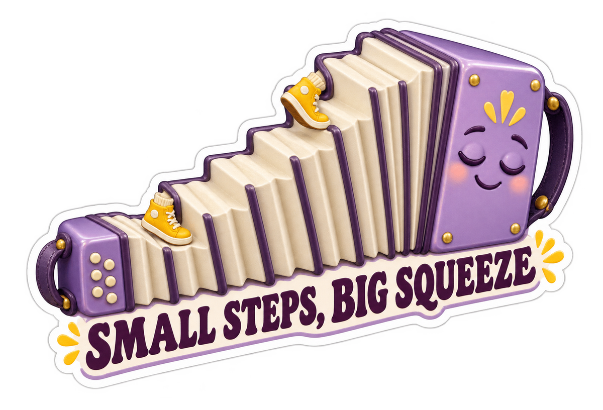 Purple Accordion Small Steps Art Vinyl Decal Stickers