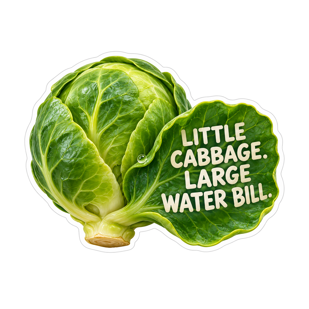 Green Cabbage with Large Water Bill Quote Vinyl Decal Stickers