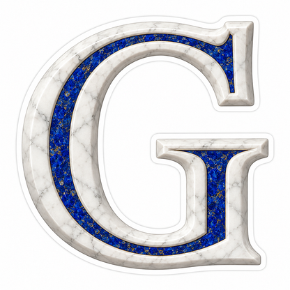 White Marble Blue Stone Inlay Letter G Art Vinyl Decal Stickers