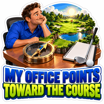 Man Desk Compass Golf Course Daydream Art Vinyl Decal Stickers