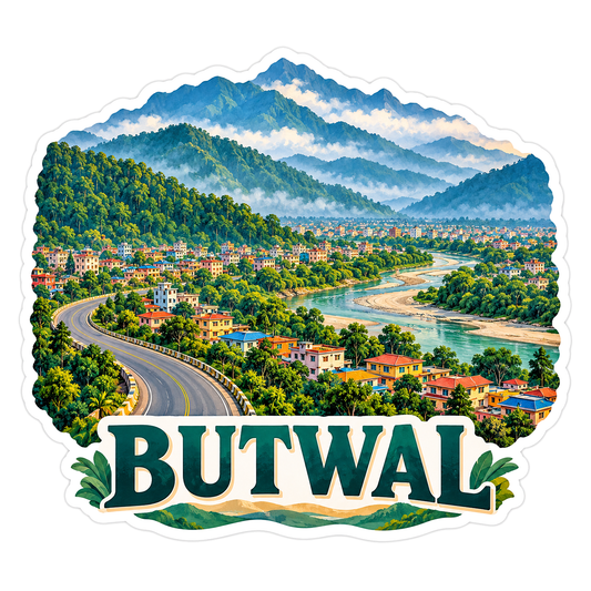 Butwal River Mountain Foothills Art Vinyl Decal Stickers