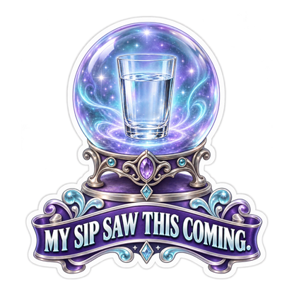 Water Glass inside a Purple Crystal Ball Vinyl Decal Stickers