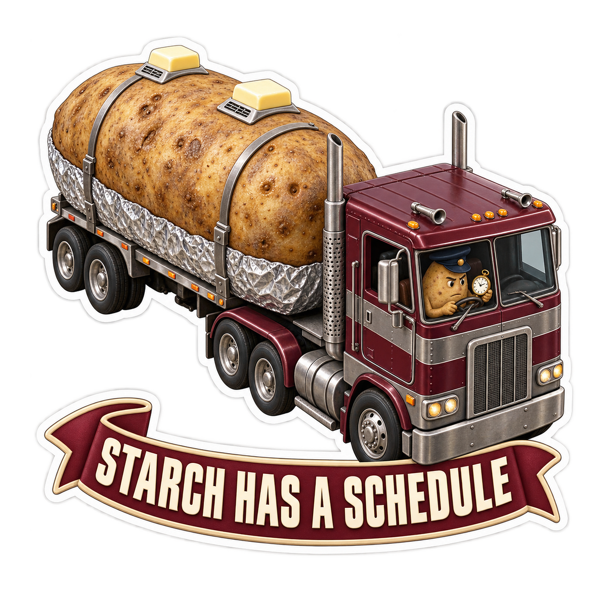 Baked Potato Cargo Truck Art Vinyl Decal Stickers