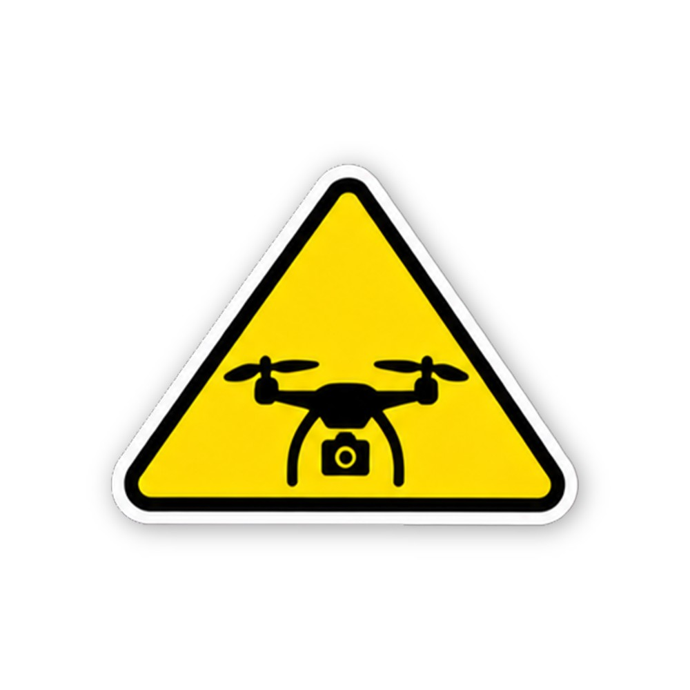 Yellow Camera Drone Triangle Vinyl Decal Stickers