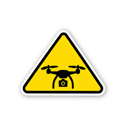 Yellow Camera Drone Triangle Vinyl Decal Stickers