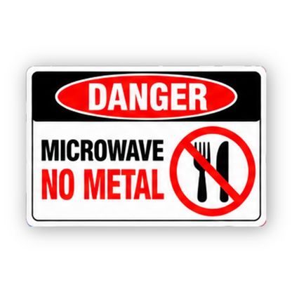 Red Microwave Crossed Cutlery Panel Vinyl Decal Stickers