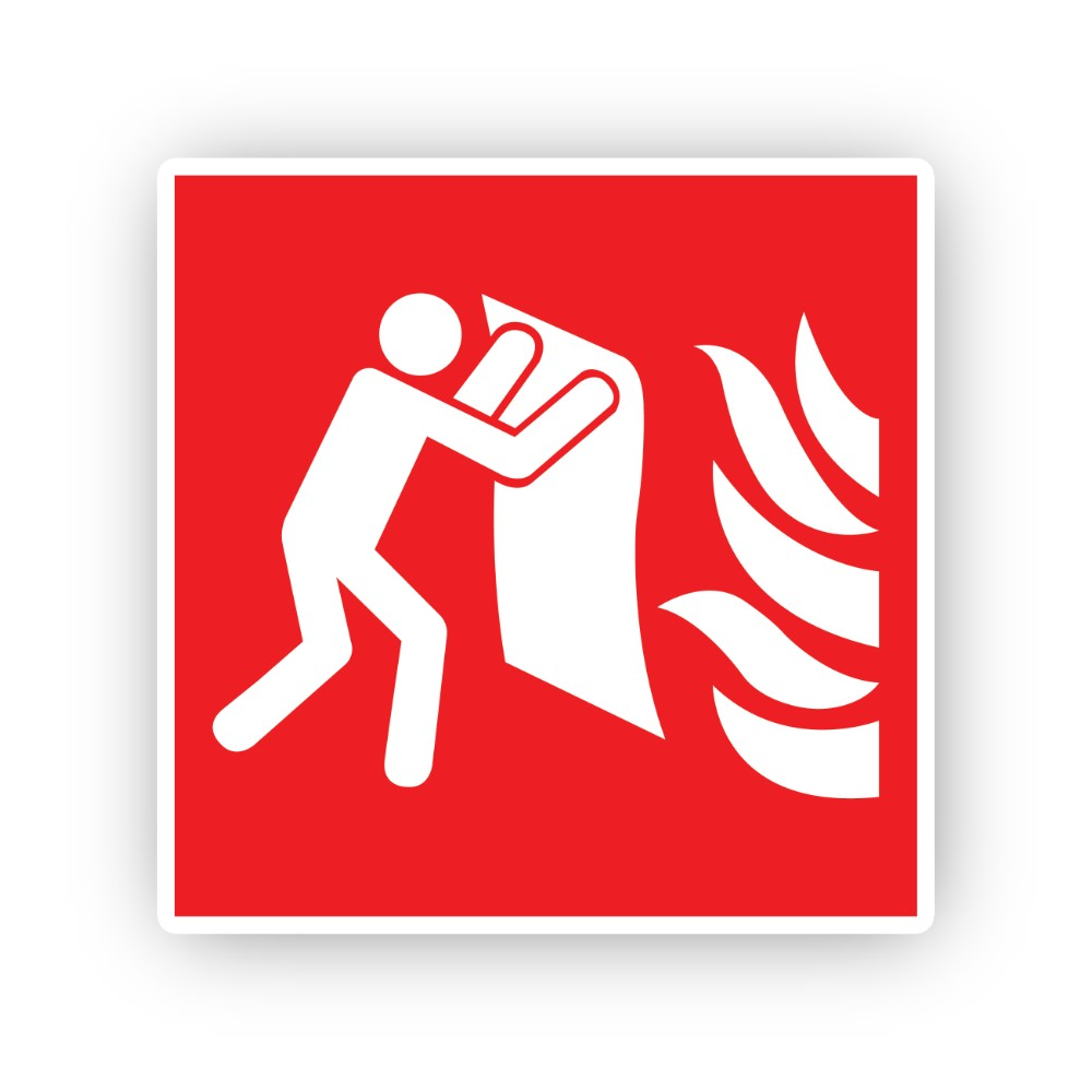 Red Blanket Holding Figure Flame Square Vinyl Decal Stickers