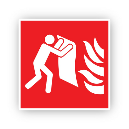 Red Blanket Holding Figure Flame Square Vinyl Decal Stickers