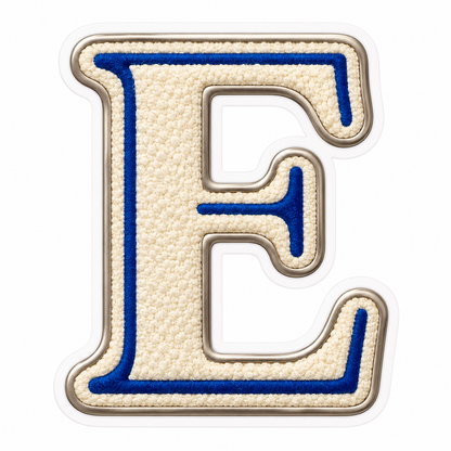 Cream Loop Texture Blue Trim Letter E Vinyl Decal Stickers