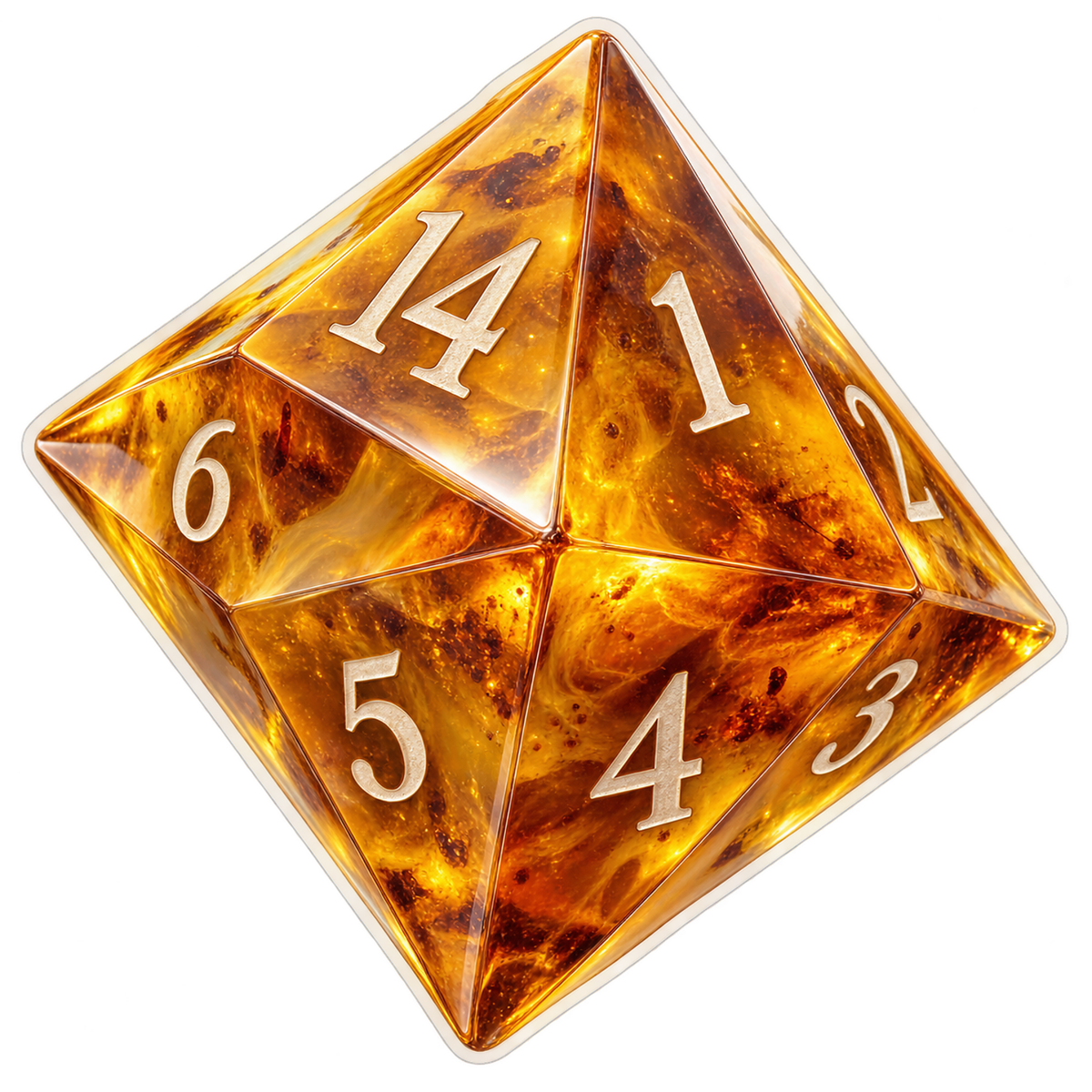Amber Pyramid Shaped Numbered Die Art Vinyl Decal Stickers